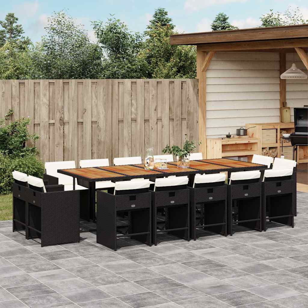 15-delige Tuinset met kussens poly rattan zwart is nu te koop bij PeponiXL, paradijselijk wonen!