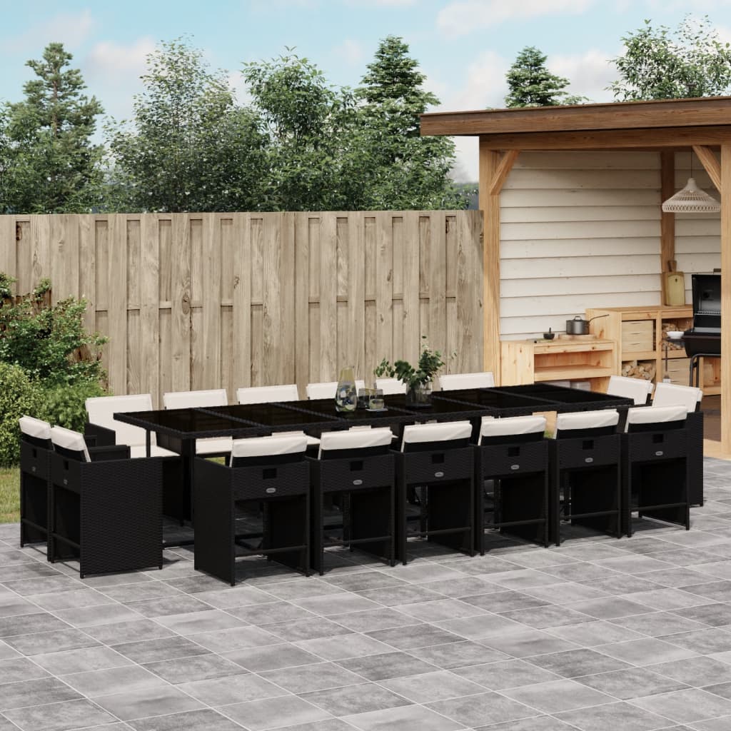 17-delige Tuinset met kussens poly rattan zwart is nu te koop bij PeponiXL, paradijselijk wonen!