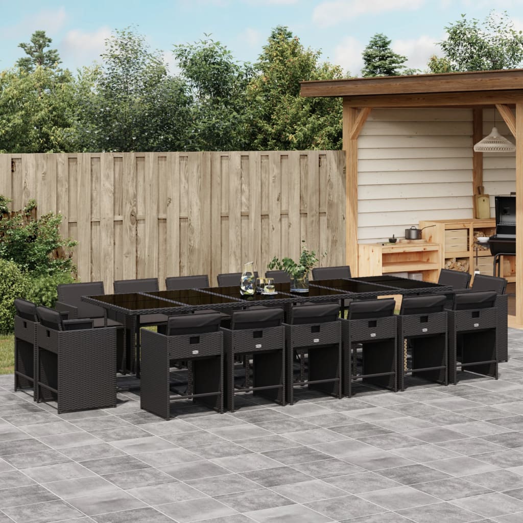 17-delige Tuinset met kussens poly rattan zwart is nu te koop bij PeponiXL, paradijselijk wonen!