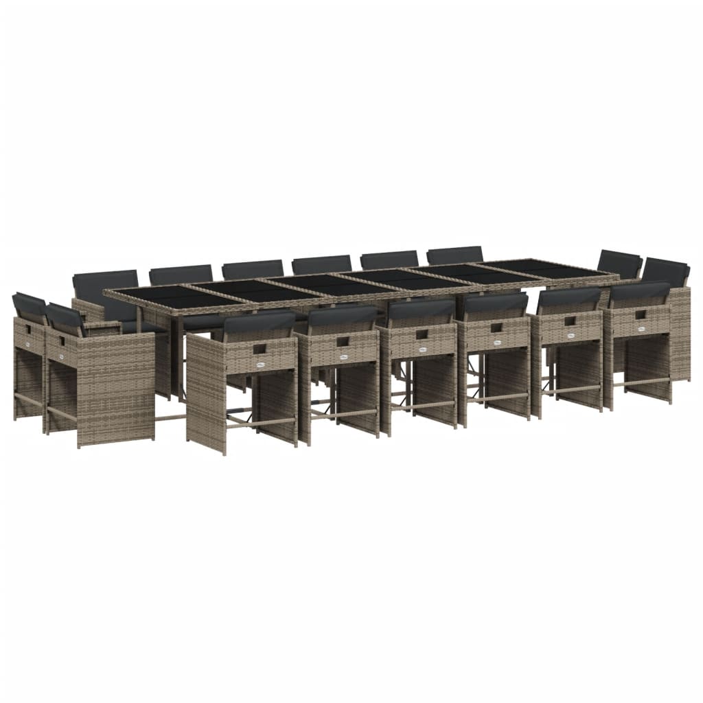 17-delige Tuinset met kussens poly rattan grijs is nu te koop bij PeponiXL, paradijselijk wonen!