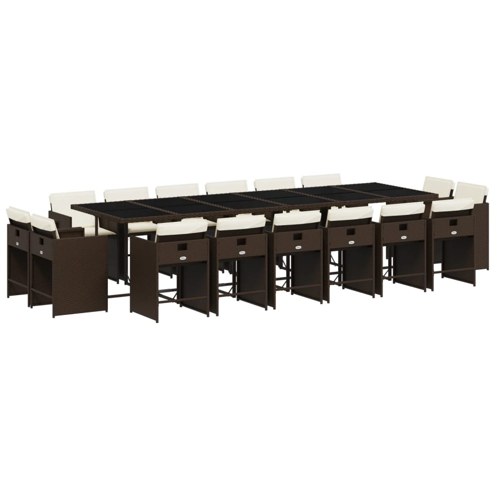 17-delige Tuinset met kussens poly rattan bruin is nu te koop bij PeponiXL, paradijselijk wonen!
