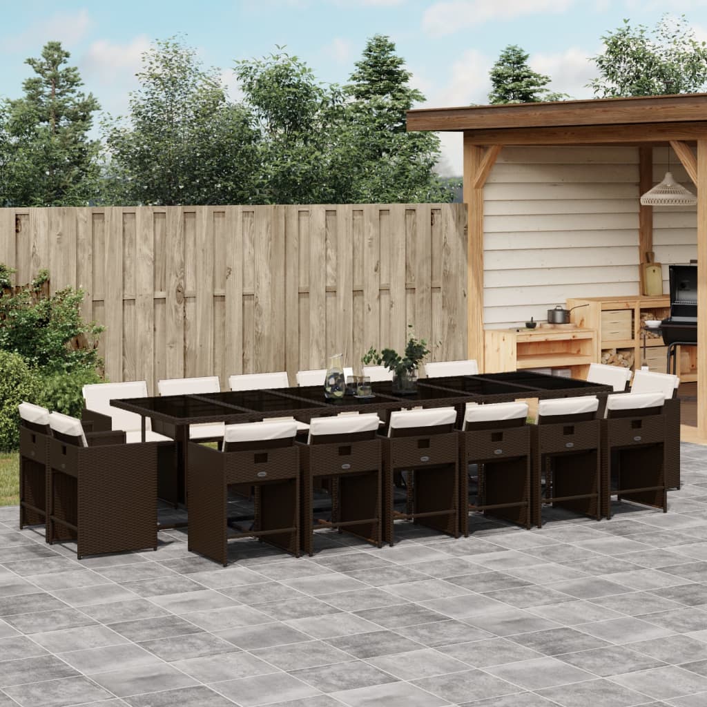17-delige Tuinset met kussens poly rattan bruin is nu te koop bij PeponiXL, paradijselijk wonen!