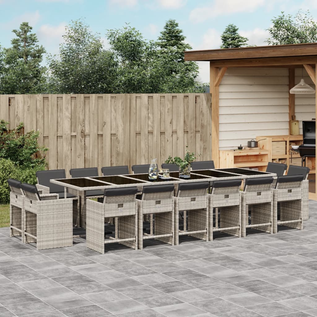 17-delige Tuinset met kussens poly rattan lichtgrijs is nu te koop bij PeponiXL, paradijselijk wonen!