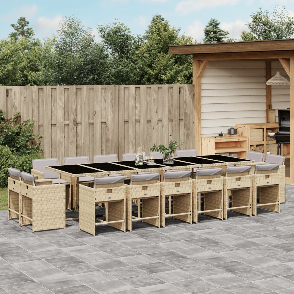 17-delige Tuinset met kussens poly rattan gemengd beige is nu te koop bij PeponiXL, paradijselijk wonen!