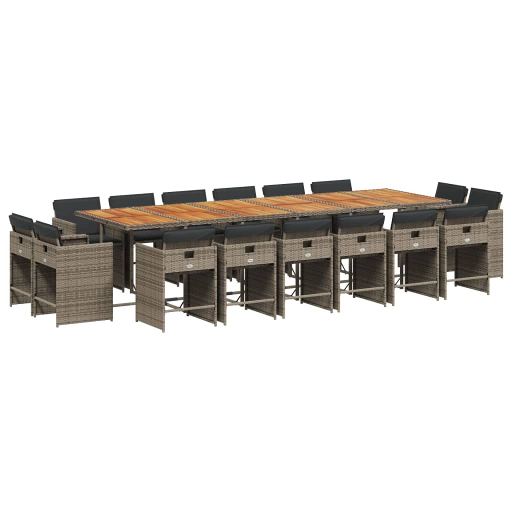 17-delige Tuinset met kussens poly rattan grijs is nu te koop bij PeponiXL, paradijselijk wonen!