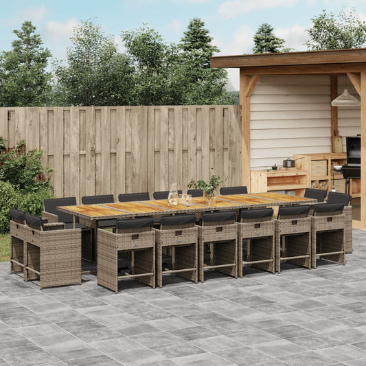 17-delige Tuinset met kussens poly rattan grijs is nu te koop bij PeponiXL, paradijselijk wonen!