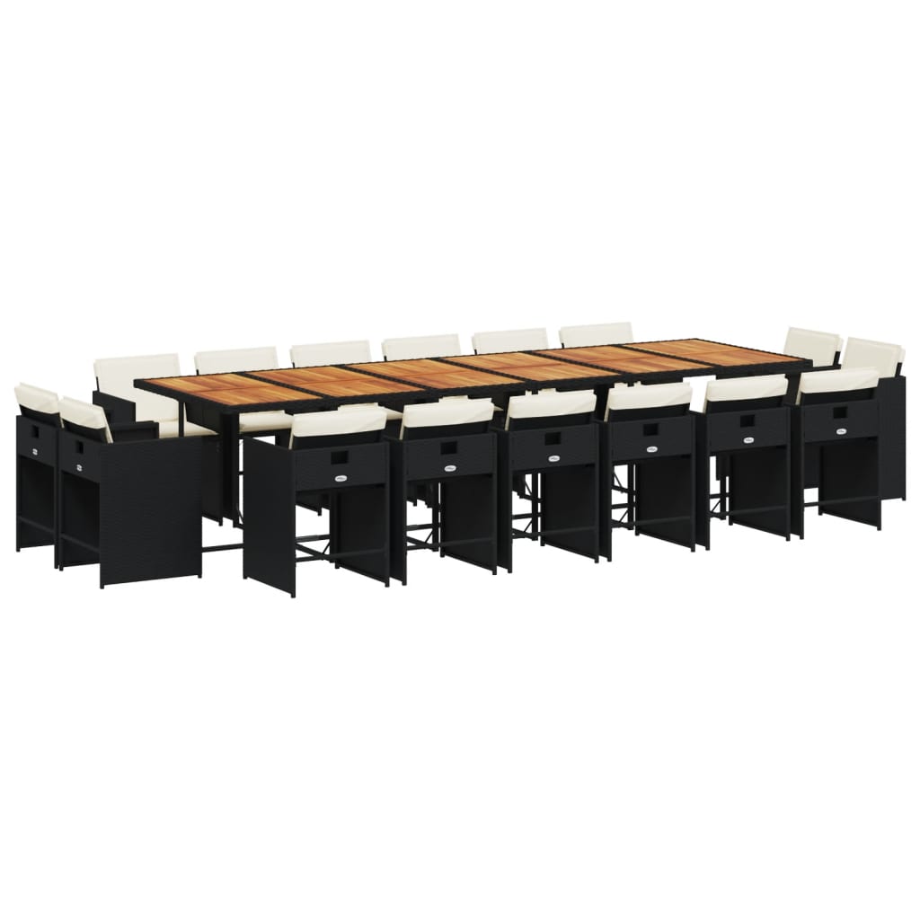 17-delige Tuinset met kussens poly rattan zwart is nu te koop bij PeponiXL, paradijselijk wonen!
