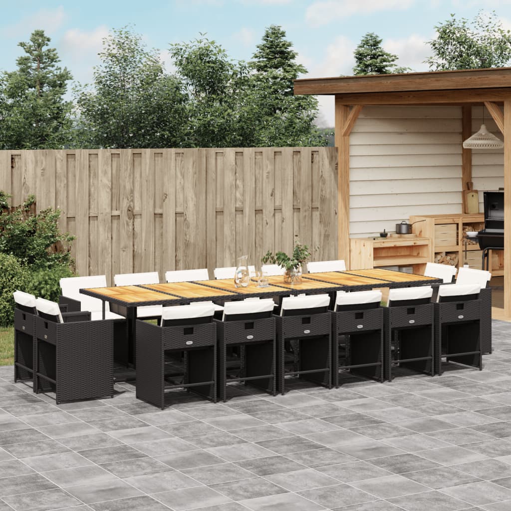 17-delige Tuinset met kussens poly rattan zwart is nu te koop bij PeponiXL, paradijselijk wonen!