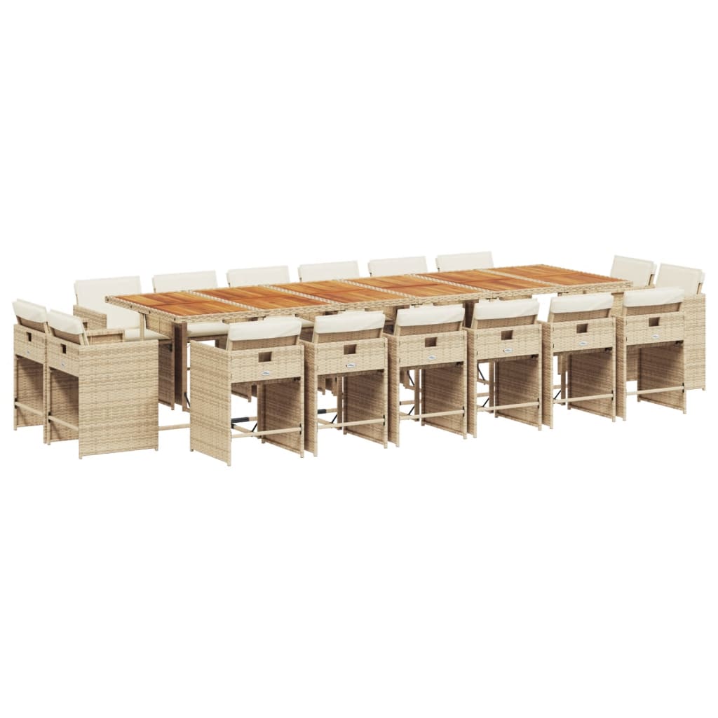 17-delige Tuinset met kussens poly rattan beige is nu te koop bij PeponiXL, paradijselijk wonen!