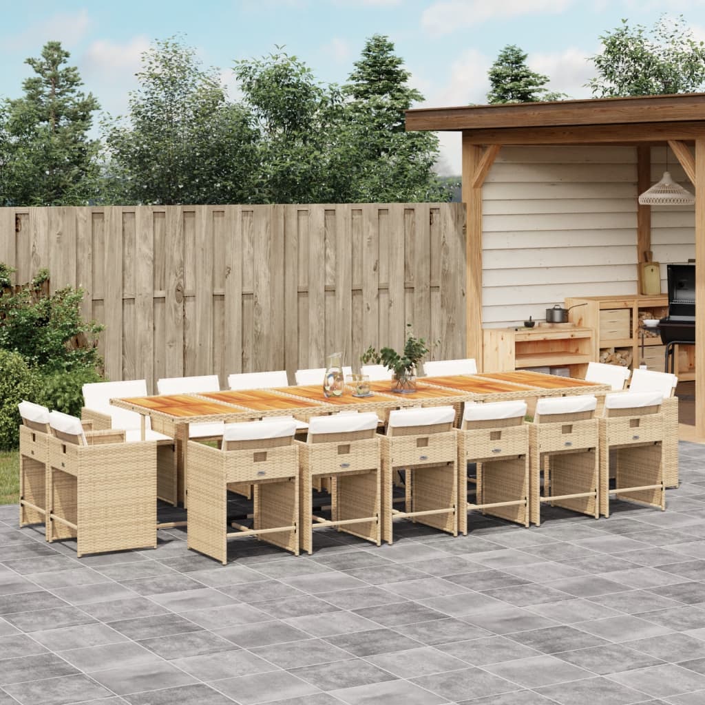 17-delige Tuinset met kussens poly rattan beige is nu te koop bij PeponiXL, paradijselijk wonen!
