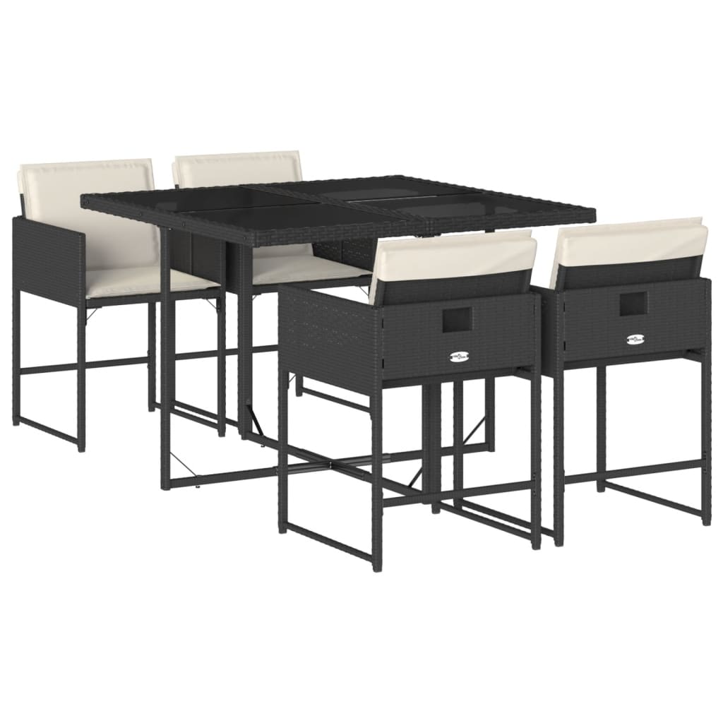5-delige Tuinset met kussens poly rattan zwart is nu te koop bij PeponiXL, paradijselijk wonen!
