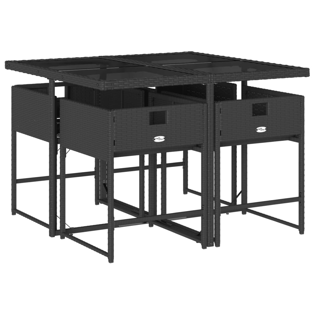 5-delige Tuinset met kussens poly rattan zwart is nu te koop bij PeponiXL, paradijselijk wonen!