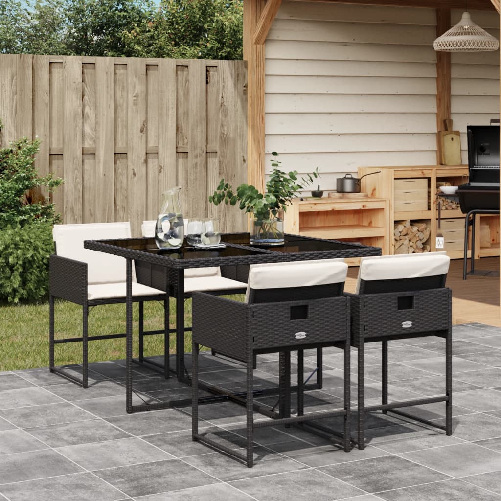 5-delige Tuinset met kussens poly rattan zwart is nu te koop bij PeponiXL, paradijselijk wonen!