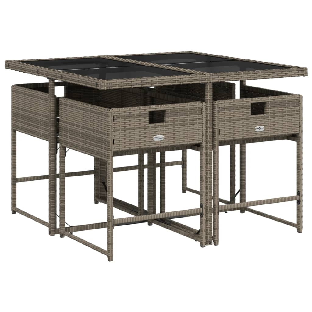 5-delige Tuinset met kussens poly rattan grijs is nu te koop bij PeponiXL, paradijselijk wonen!