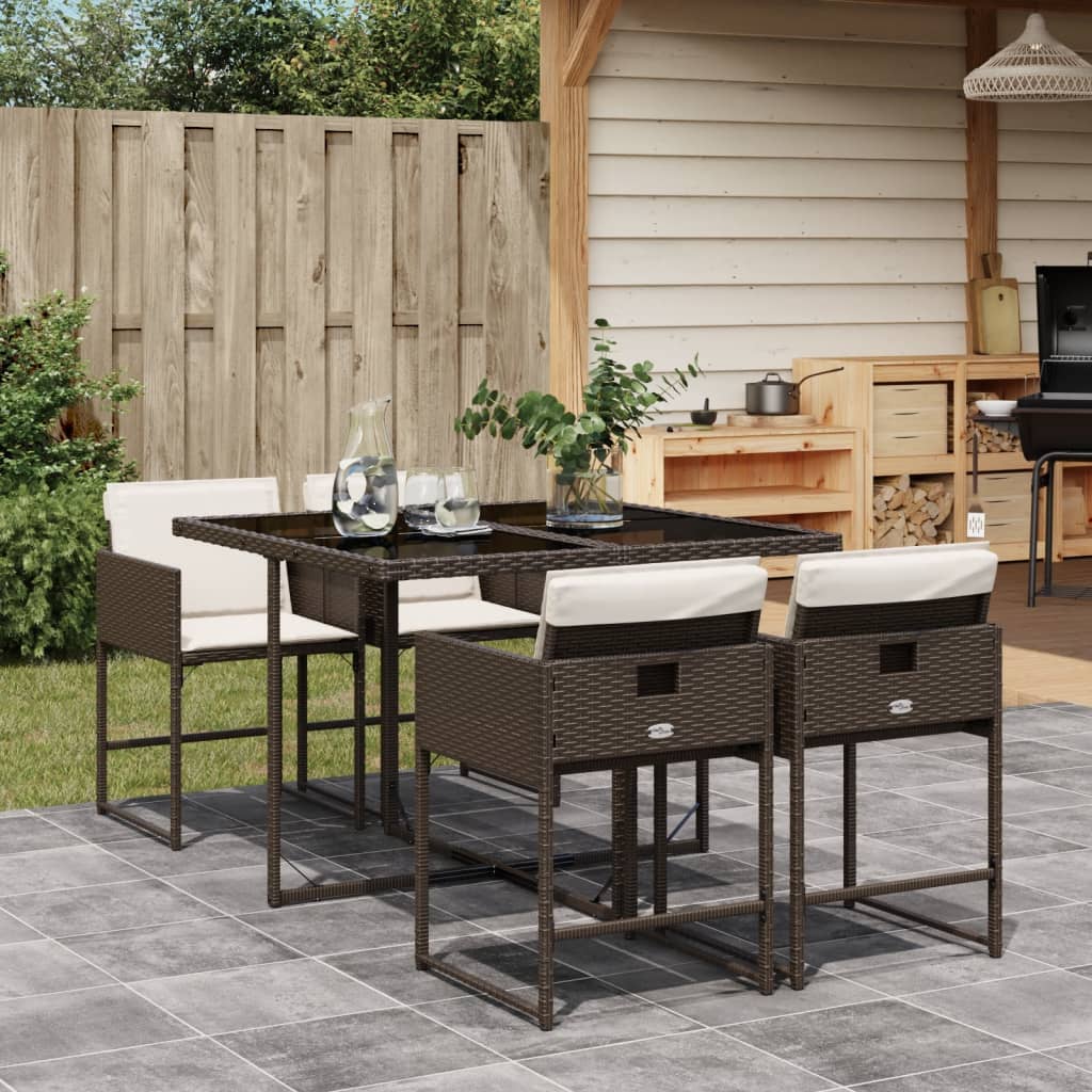 5-delige Tuinset met kussens poly rattan bruin is nu te koop bij PeponiXL, paradijselijk wonen!