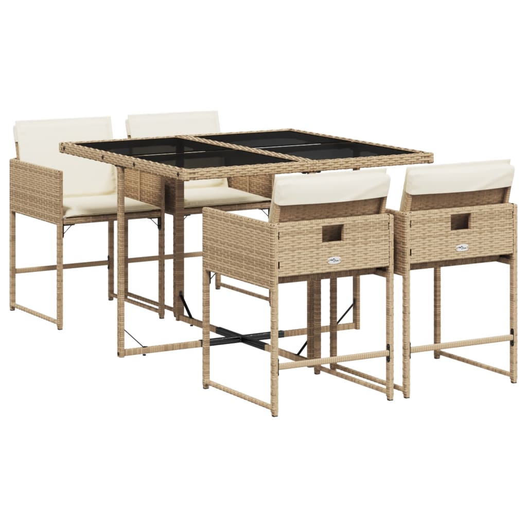 5-delige Tuinset met kussens poly rattan beige is nu te koop bij PeponiXL, paradijselijk wonen!