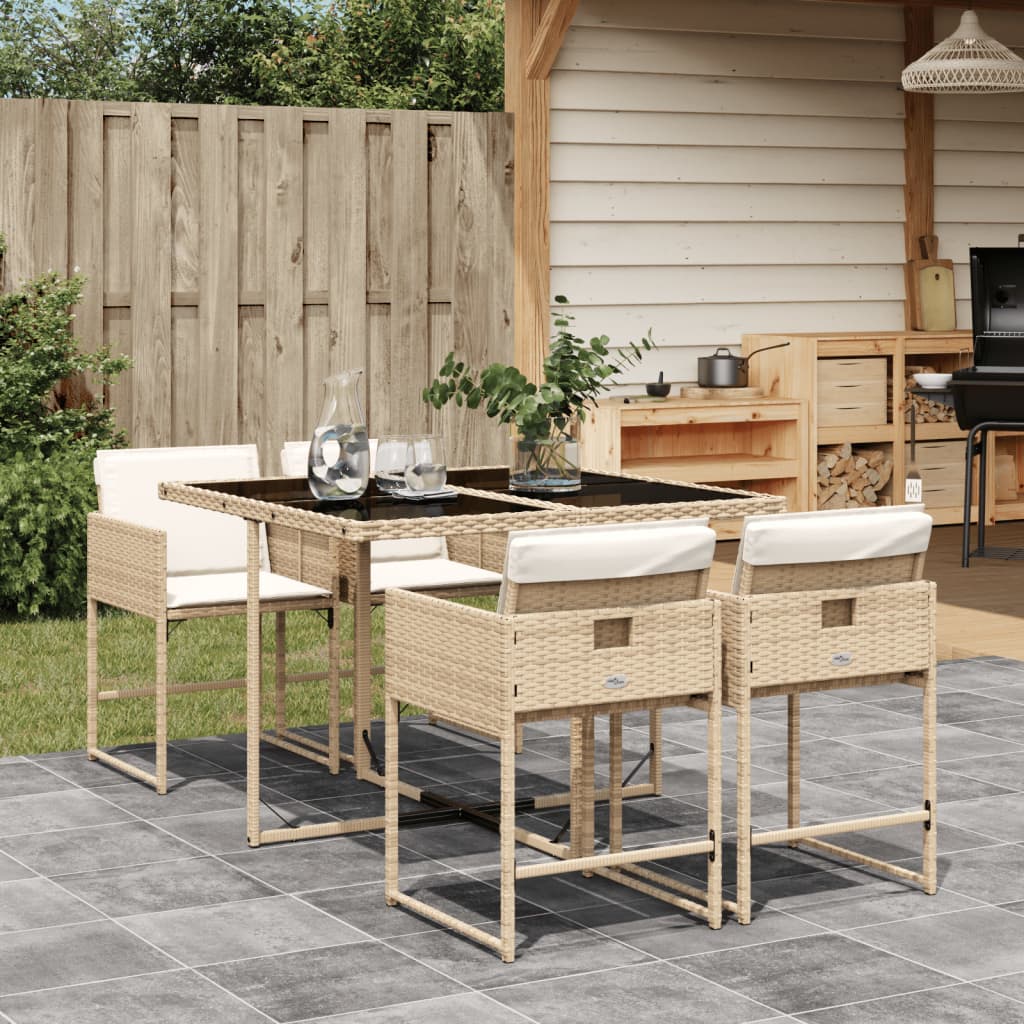 5-delige Tuinset met kussens poly rattan beige is nu te koop bij PeponiXL, paradijselijk wonen!