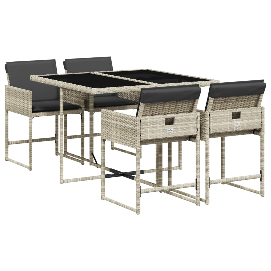 5-delige Tuinset met kussens poly rattan lichtgrijs is nu te koop bij PeponiXL, paradijselijk wonen!