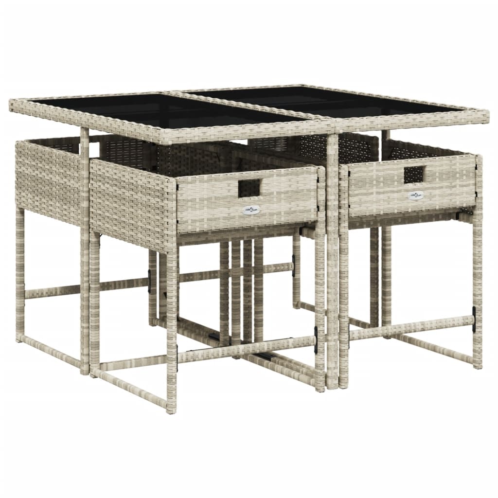 5-delige Tuinset met kussens poly rattan lichtgrijs is nu te koop bij PeponiXL, paradijselijk wonen!