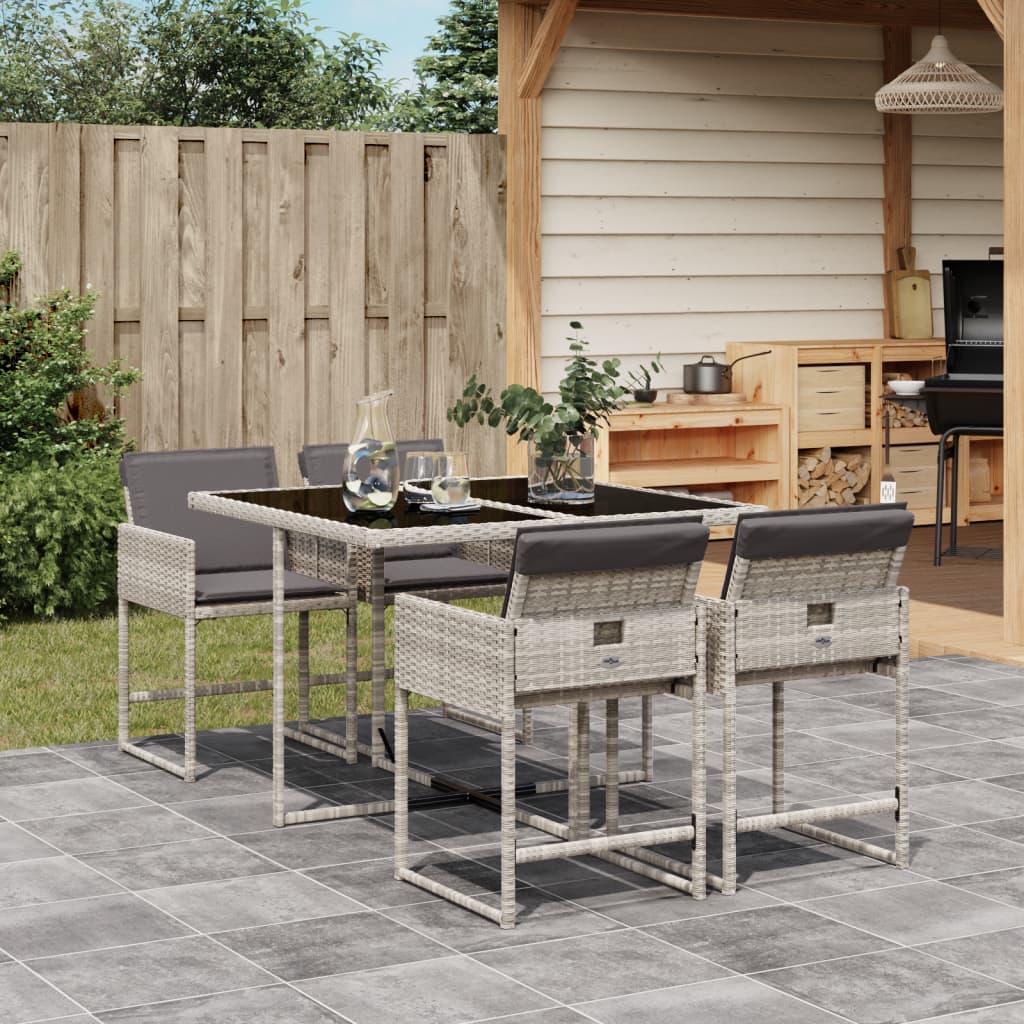 5-delige Tuinset met kussens poly rattan lichtgrijs is nu te koop bij PeponiXL, paradijselijk wonen!