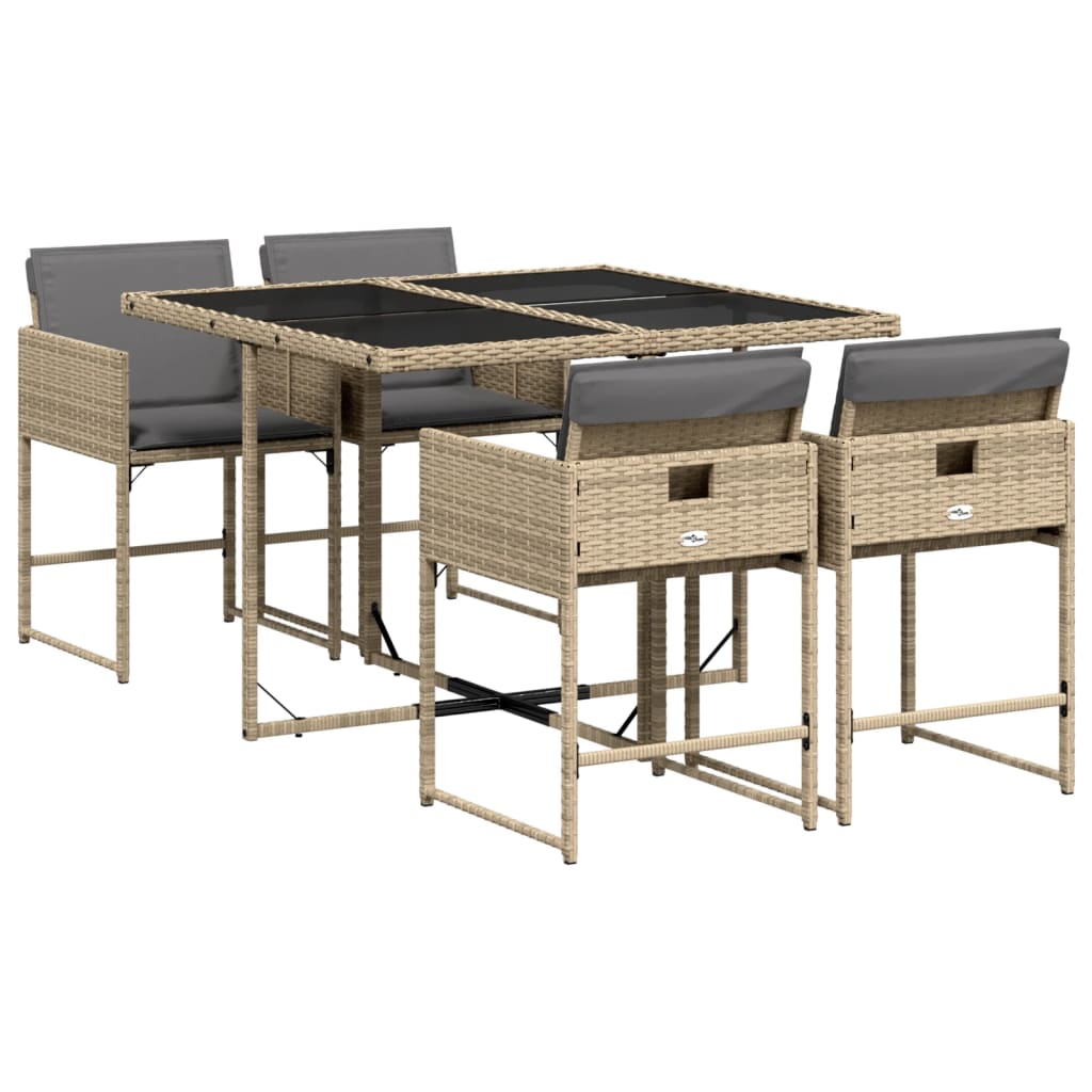5-delige Tuinset met kussens poly rattan gemengd beige is nu te koop bij PeponiXL, paradijselijk wonen!