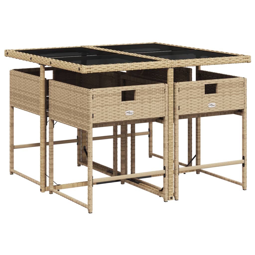 5-delige Tuinset met kussens poly rattan gemengd beige is nu te koop bij PeponiXL, paradijselijk wonen!