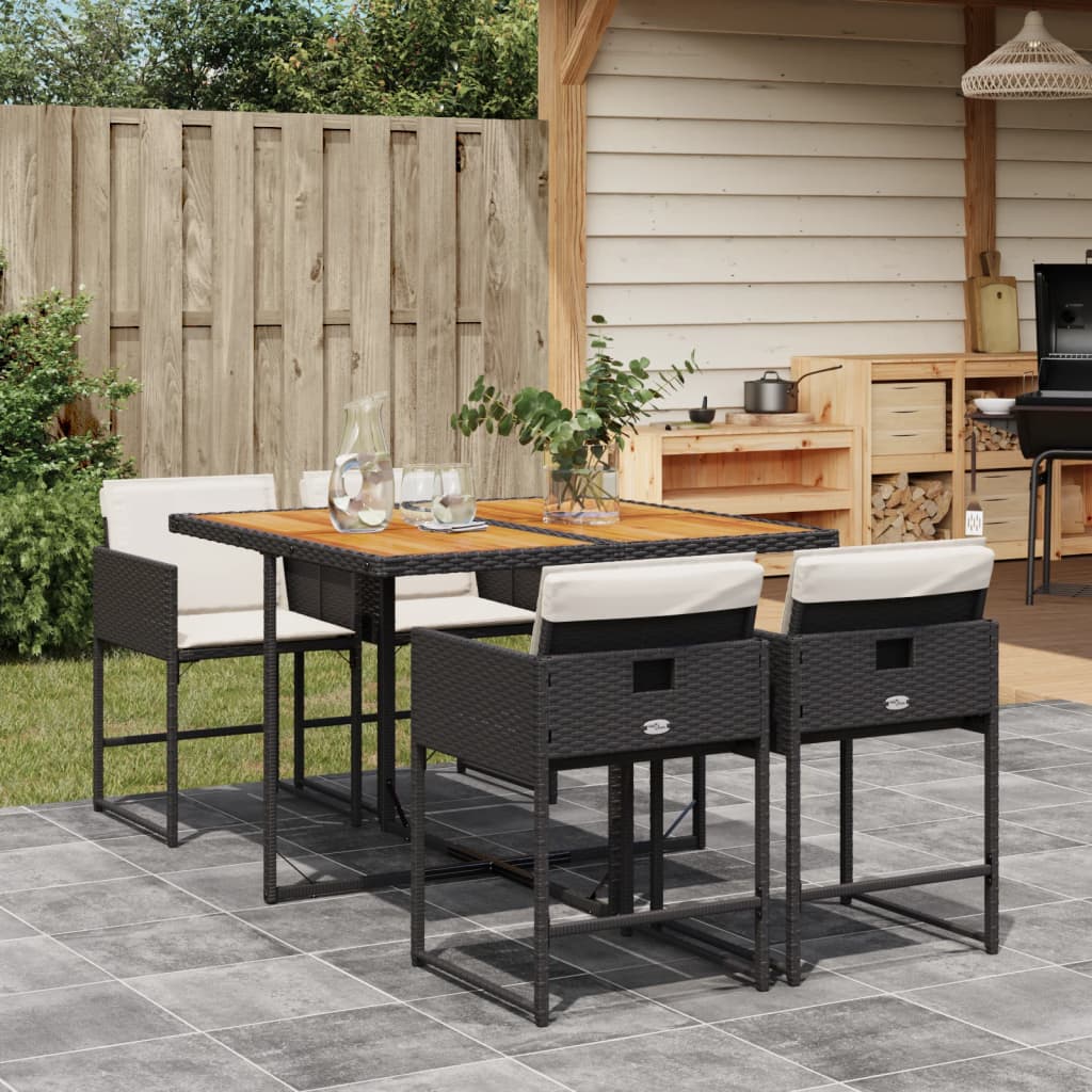 5-delige Tuinset met kussens poly rattan zwart is nu te koop bij PeponiXL, paradijselijk wonen!