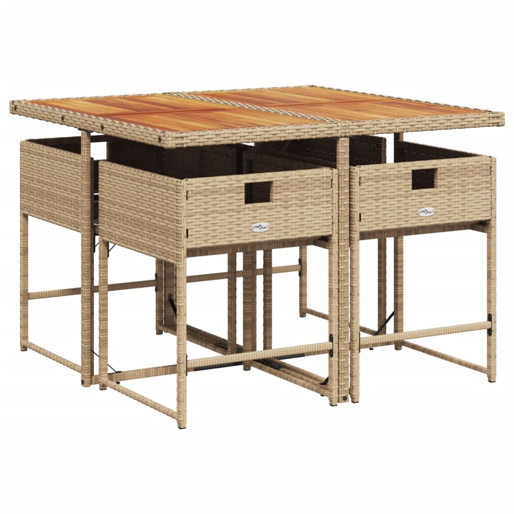 5-delige Tuinset met kussens poly rattan beige is nu te koop bij PeponiXL, paradijselijk wonen!