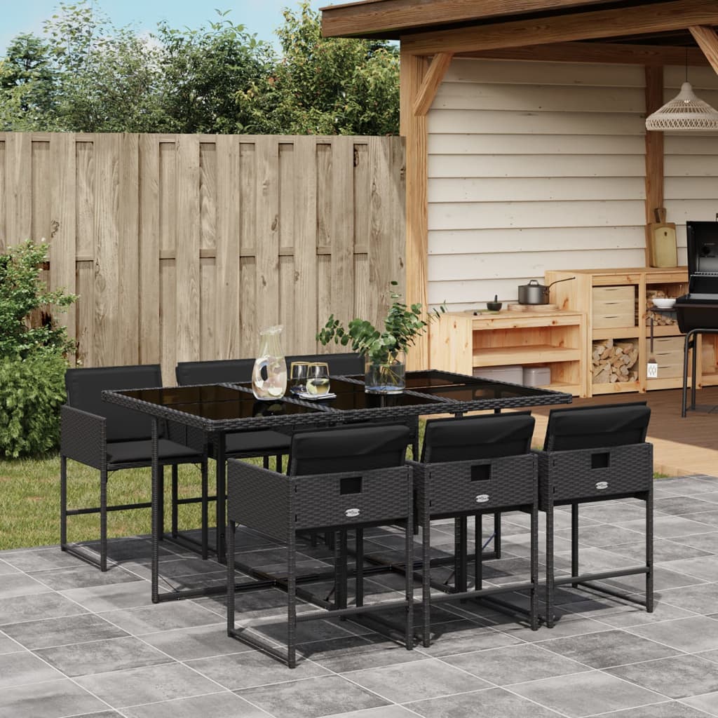 7-delige Tuinset met kussens poly rattan zwart is nu te koop bij PeponiXL, paradijselijk wonen!