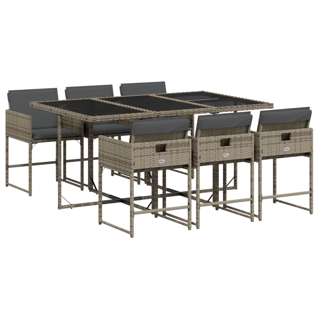 7-delige Tuinset met kussens poly rattan grijs is nu te koop bij PeponiXL, paradijselijk wonen!