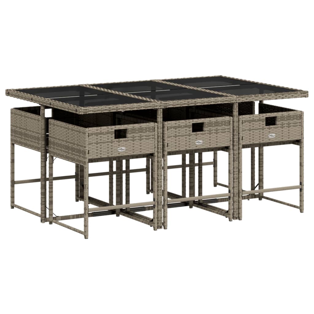 7-delige Tuinset met kussens poly rattan grijs is nu te koop bij PeponiXL, paradijselijk wonen!