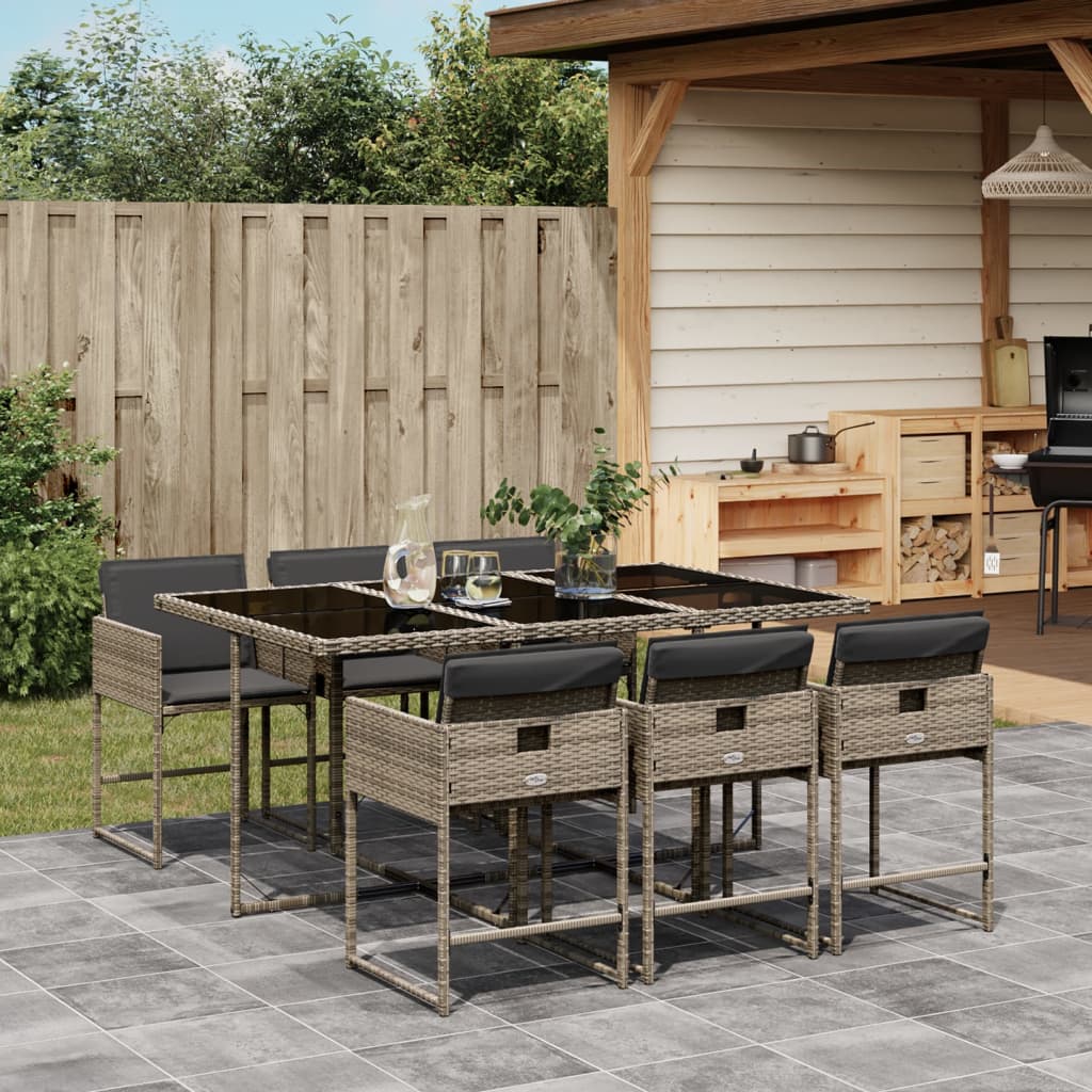 7-delige Tuinset met kussens poly rattan grijs is nu te koop bij PeponiXL, paradijselijk wonen!