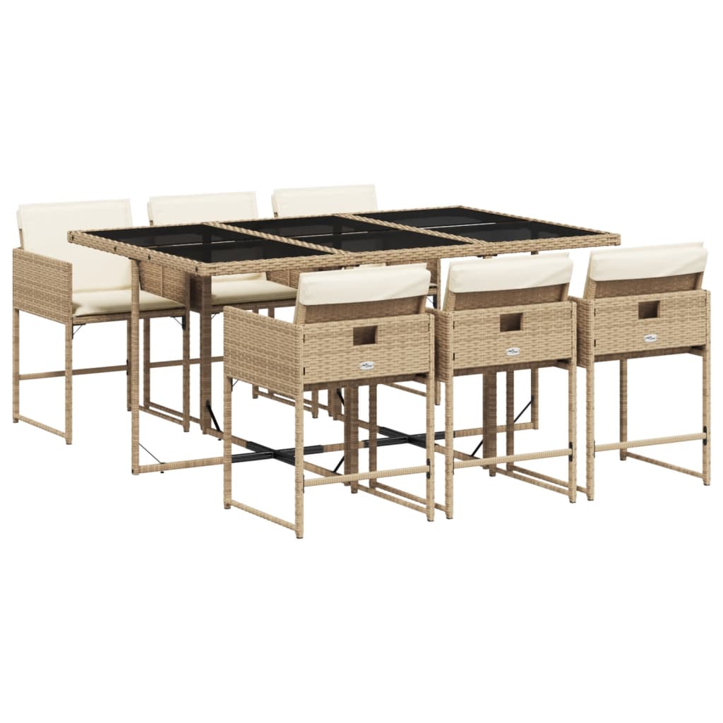 7-delige Tuinset met kussens poly rattan beige is nu te koop bij PeponiXL, paradijselijk wonen!