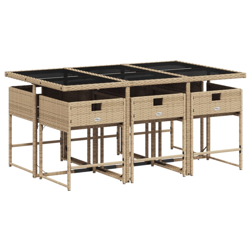 7-delige Tuinset met kussens poly rattan beige is nu te koop bij PeponiXL, paradijselijk wonen!