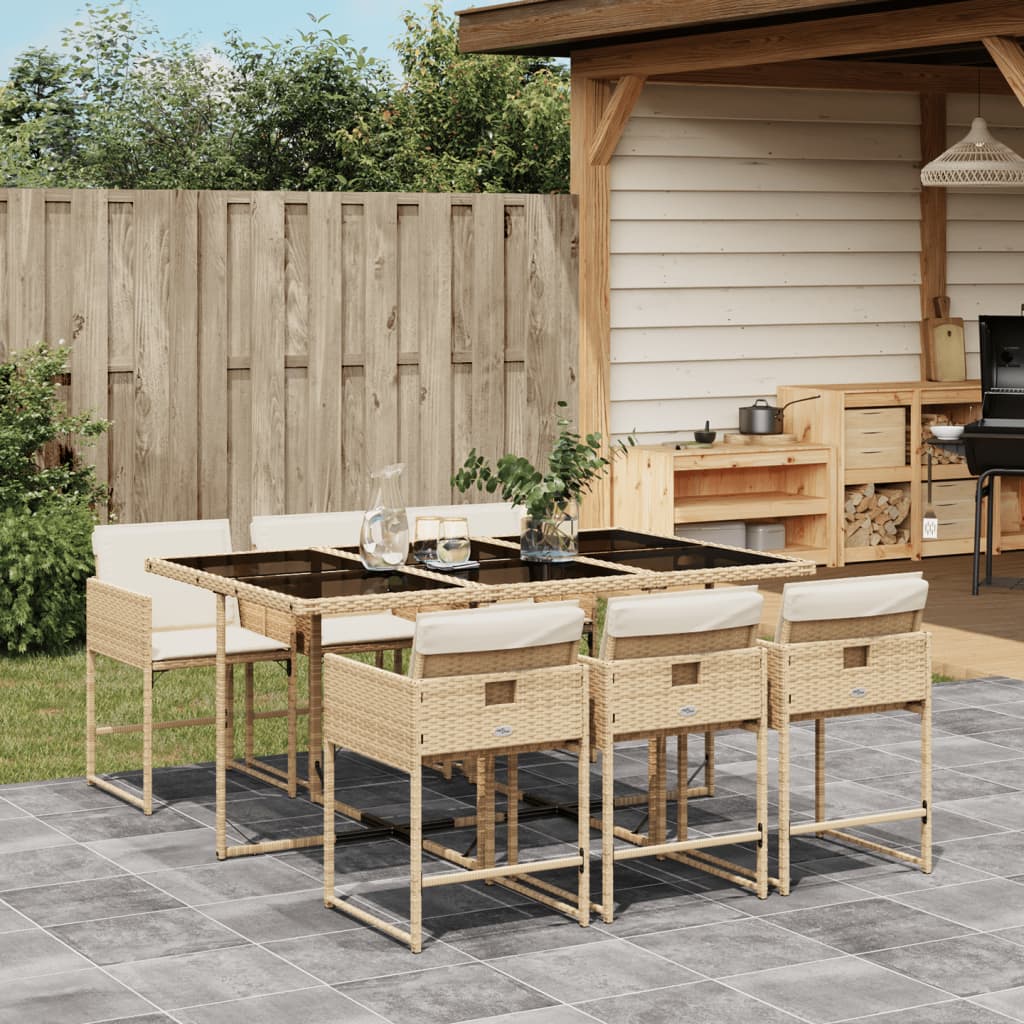 7-delige Tuinset met kussens poly rattan beige is nu te koop bij PeponiXL, paradijselijk wonen!