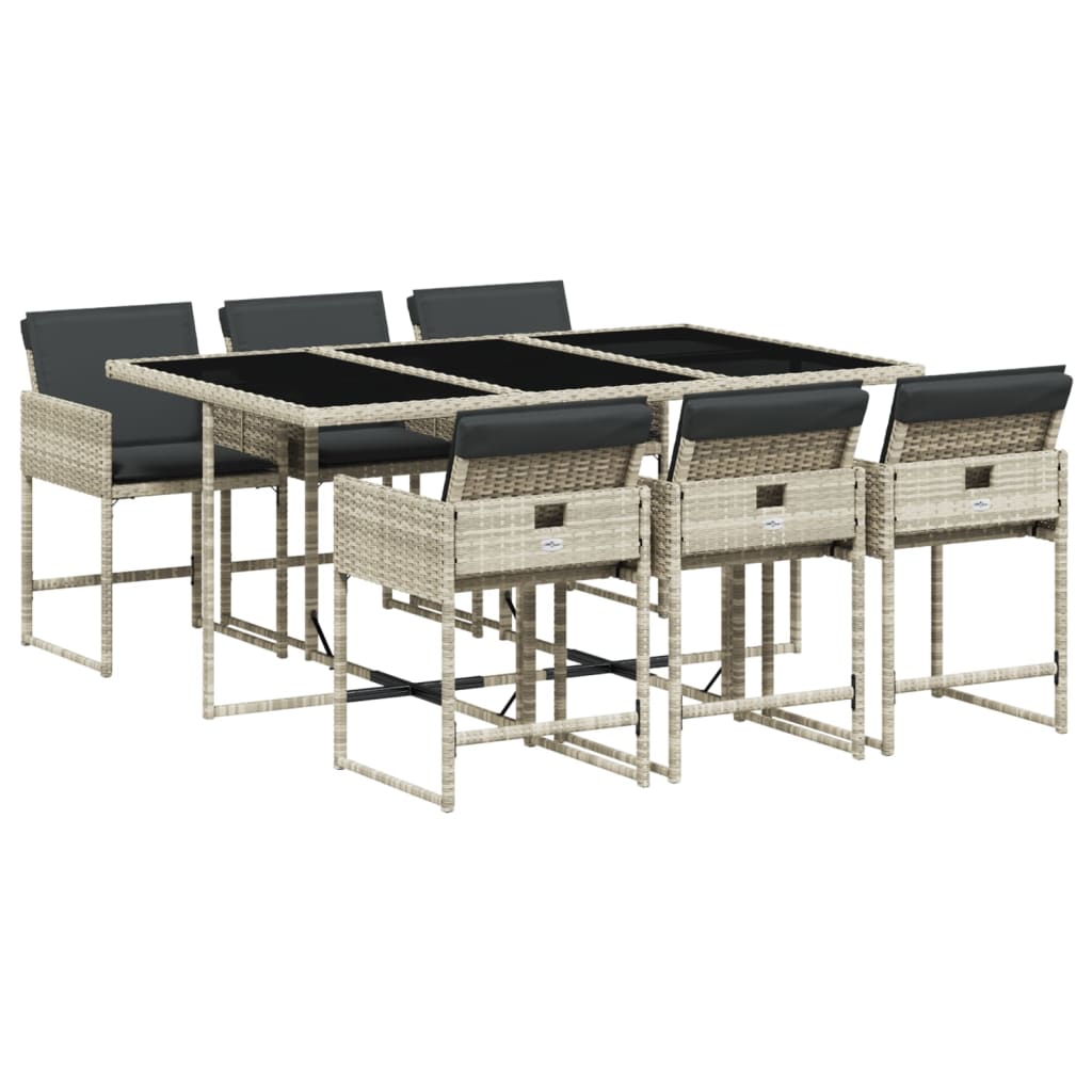 7-delige Tuinset met kussens poly rattan grijs is nu te koop bij PeponiXL, paradijselijk wonen!