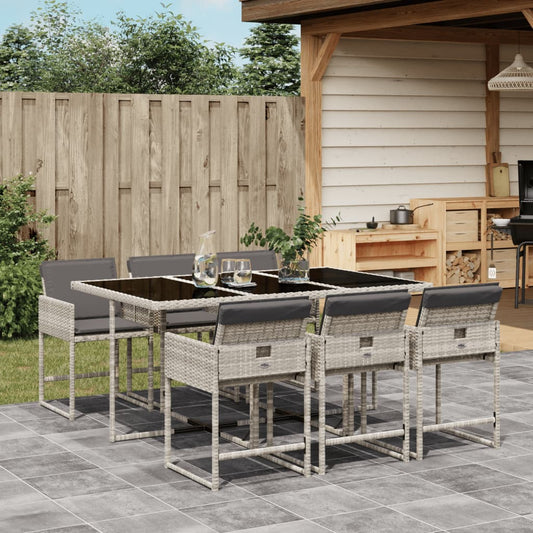7-delige Tuinset met kussens poly rattan grijs is nu te koop bij PeponiXL, paradijselijk wonen!