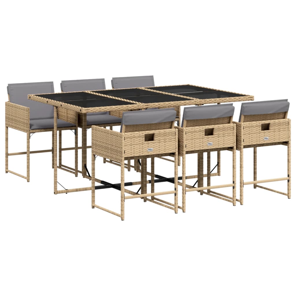 7-delige Tuinset met kussens poly rattan gemengd beige is nu te koop bij PeponiXL, paradijselijk wonen!