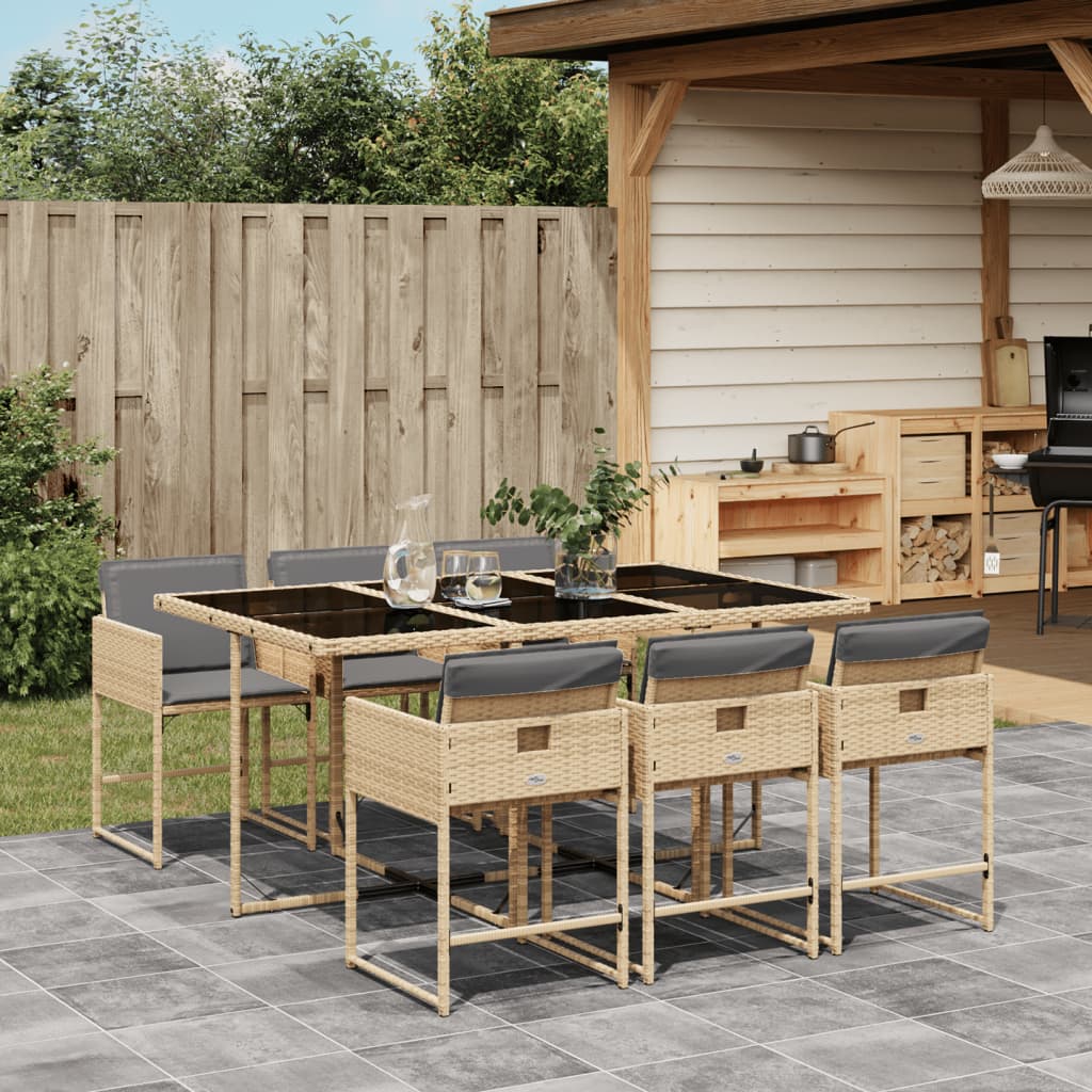7-delige Tuinset met kussens poly rattan gemengd beige is nu te koop bij PeponiXL, paradijselijk wonen!