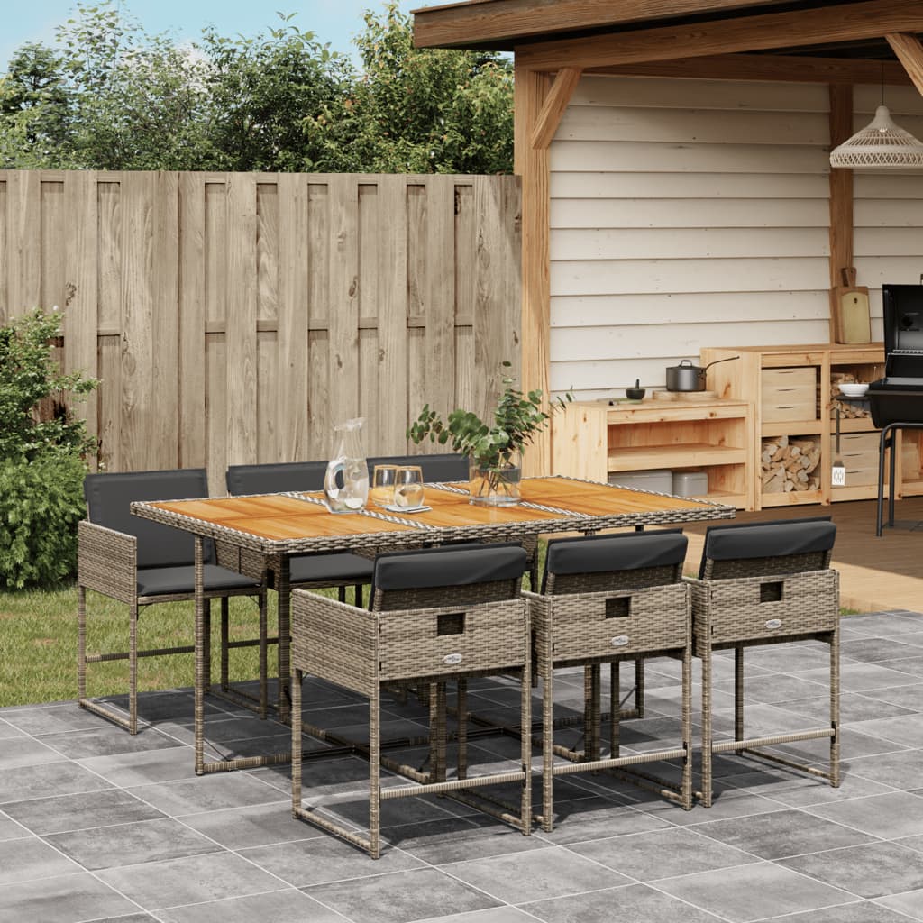 7-delige Tuinset met kussens poly rattan grijs is nu te koop bij PeponiXL, paradijselijk wonen!