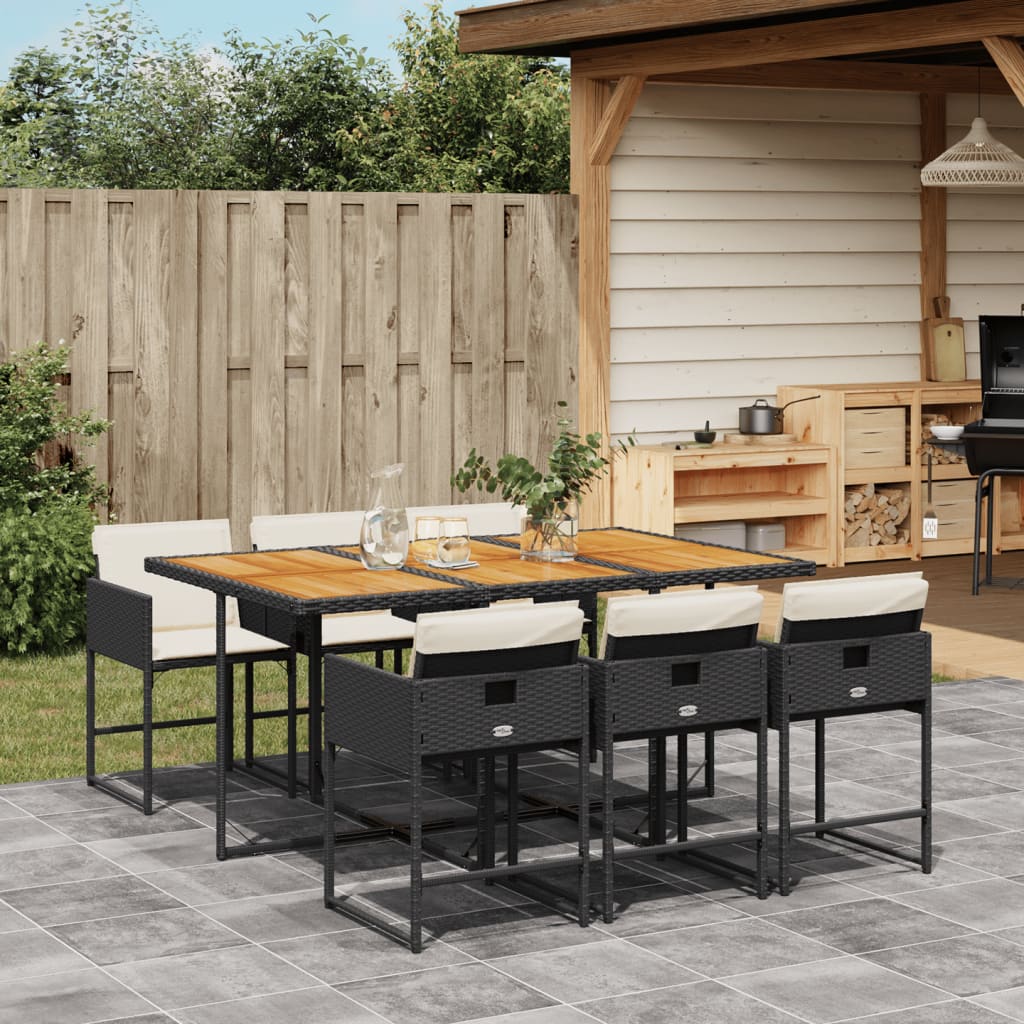 7-delige Tuinset met kussens poly rattan zwart is nu te koop bij PeponiXL, paradijselijk wonen!