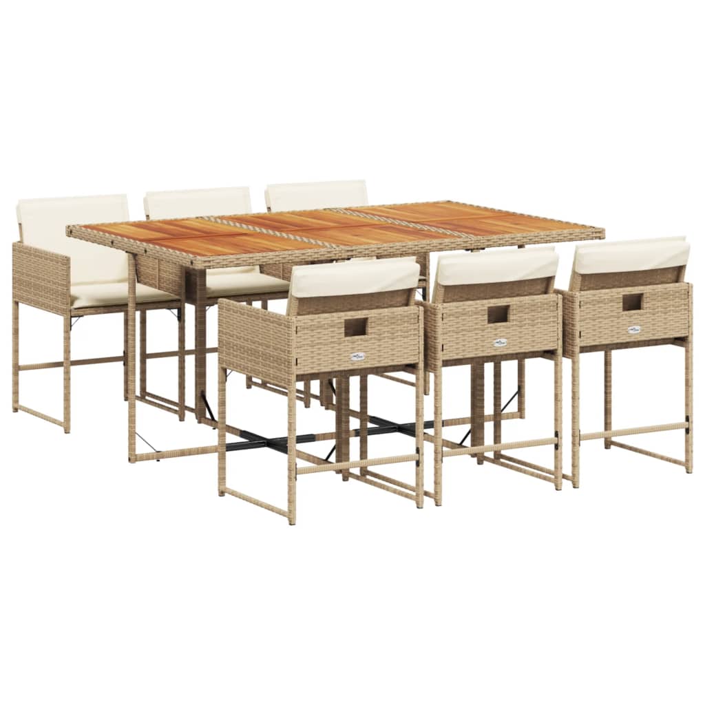 7-delige Tuinset met kussens poly rattan beige is nu te koop bij PeponiXL, paradijselijk wonen!