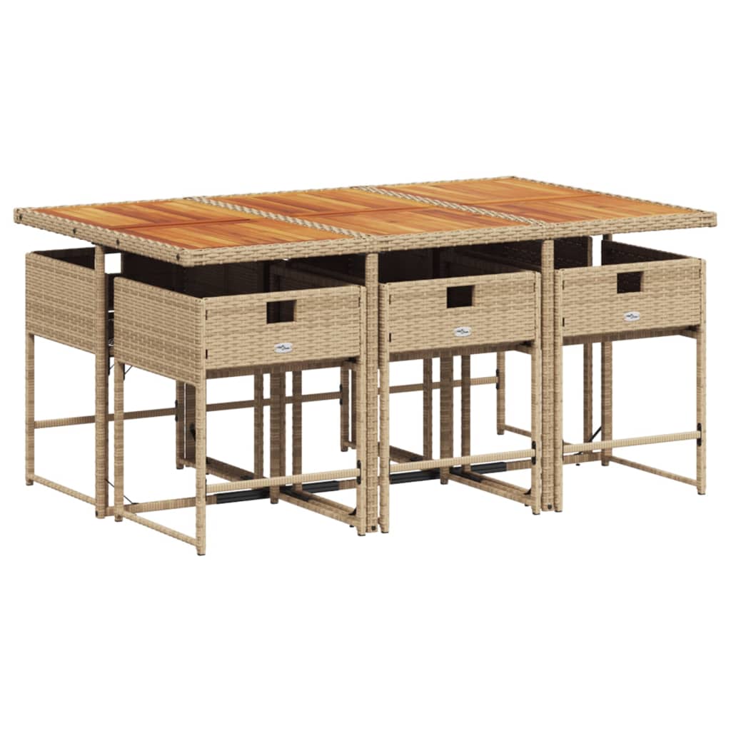 7-delige Tuinset met kussens poly rattan beige is nu te koop bij PeponiXL, paradijselijk wonen!