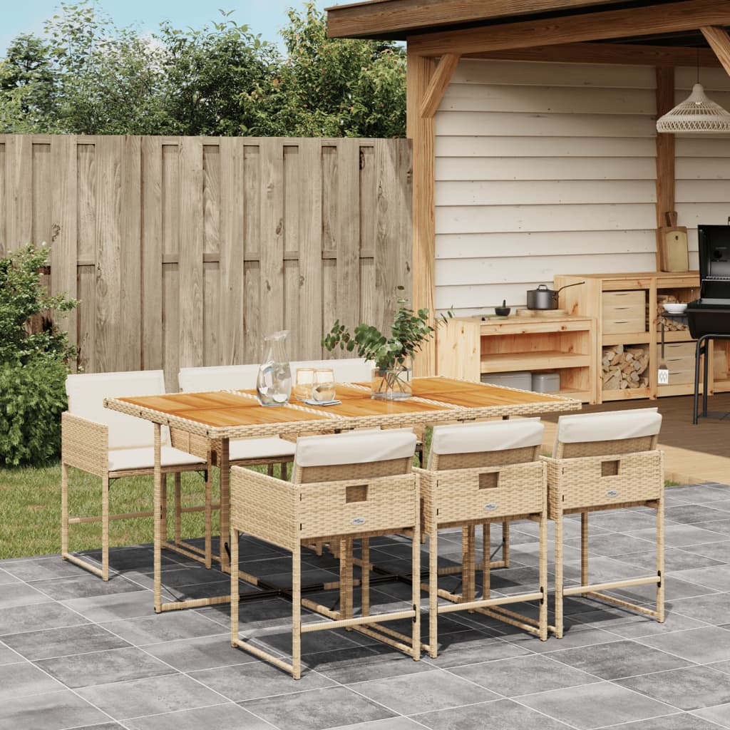 7-delige Tuinset met kussens poly rattan beige is nu te koop bij PeponiXL, paradijselijk wonen!