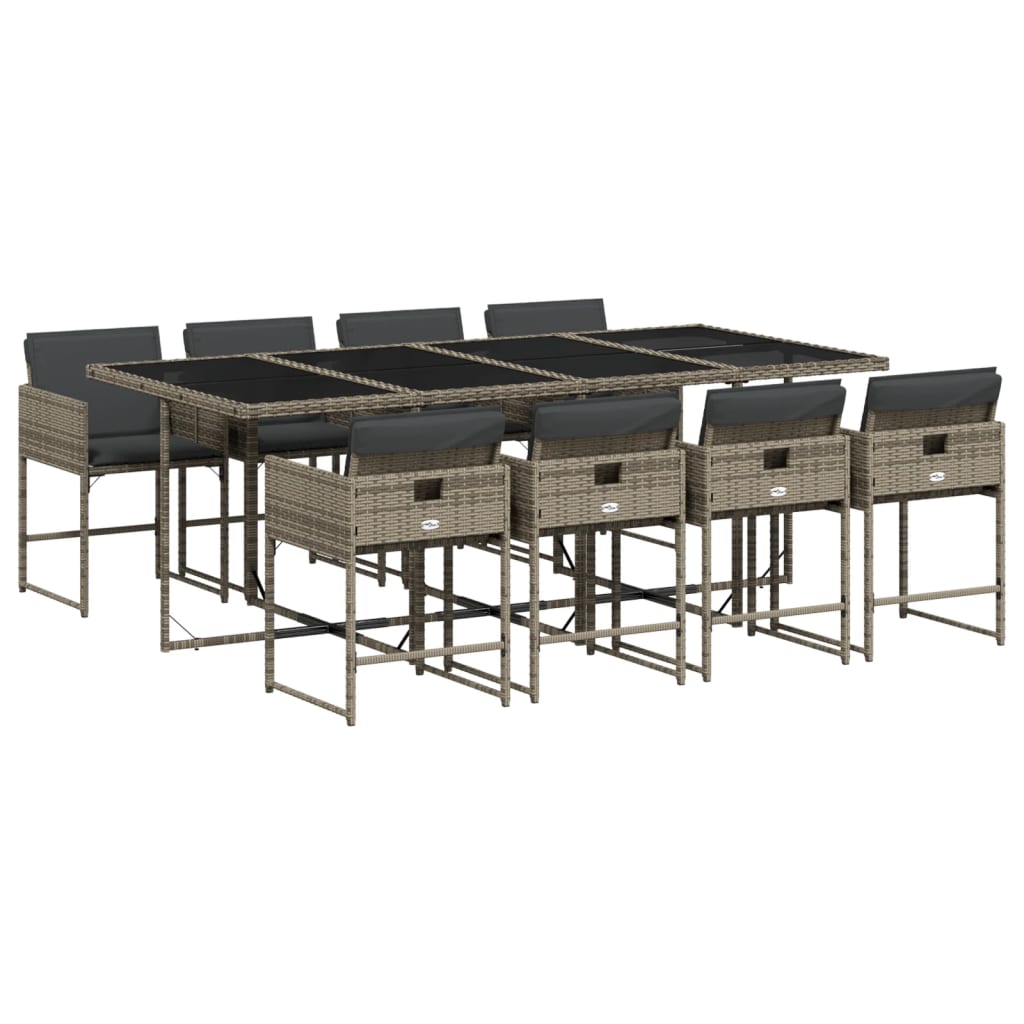 9-delige Tuinset met kussens poly rattan grijs is nu te koop bij PeponiXL, paradijselijk wonen!