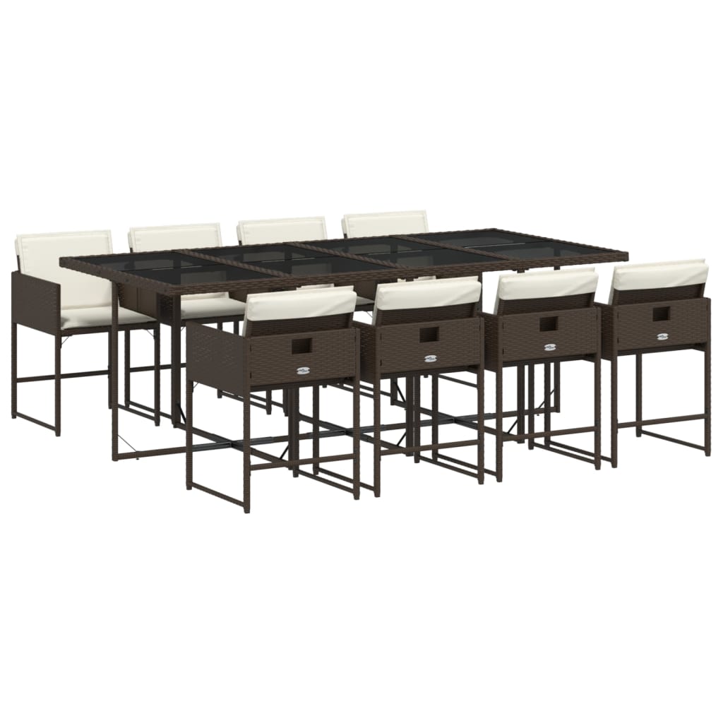 9-delige Tuinset met kussens poly rattan bruin is nu te koop bij PeponiXL, paradijselijk wonen!