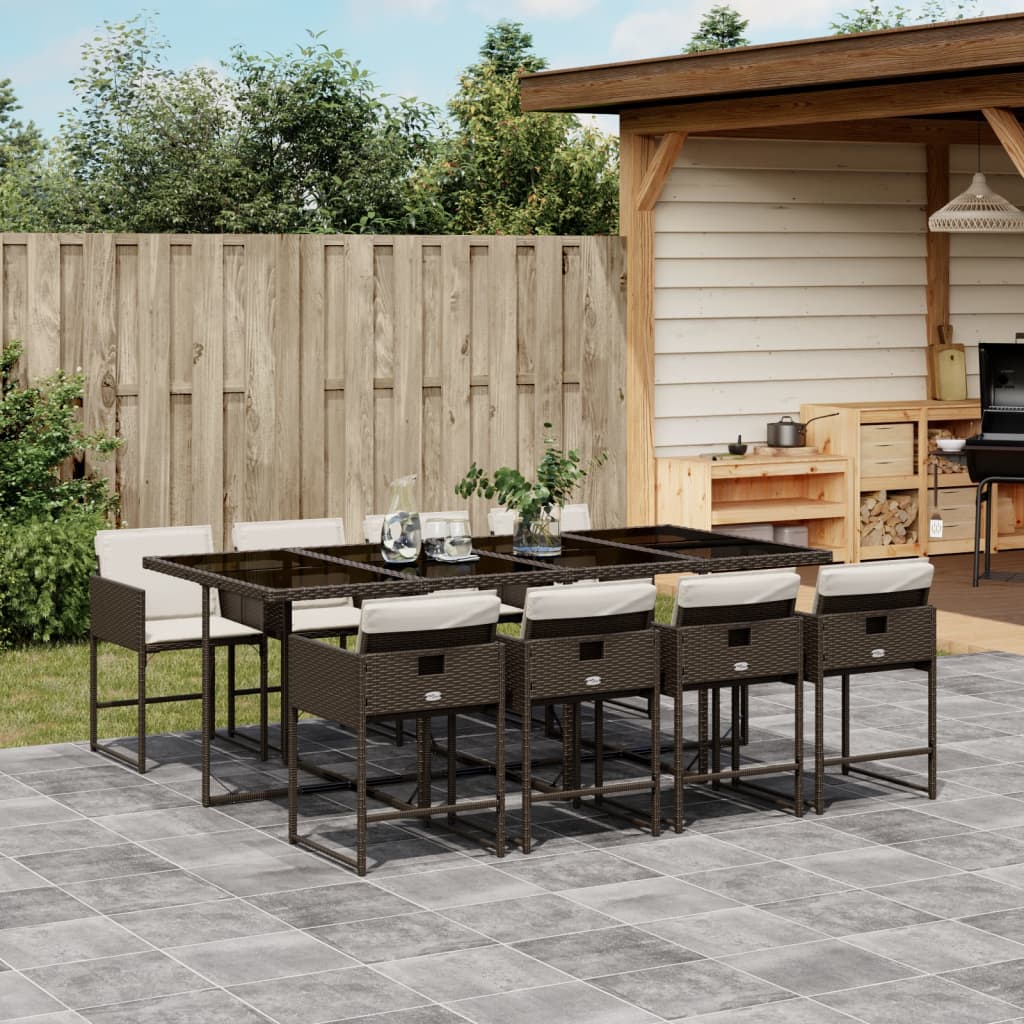 9-delige Tuinset met kussens poly rattan bruin is nu te koop bij PeponiXL, paradijselijk wonen!