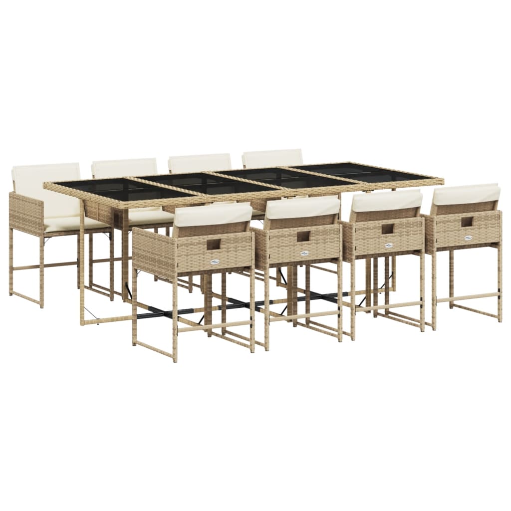 9-delige Tuinset met kussens poly rattan beige is nu te koop bij PeponiXL, paradijselijk wonen!