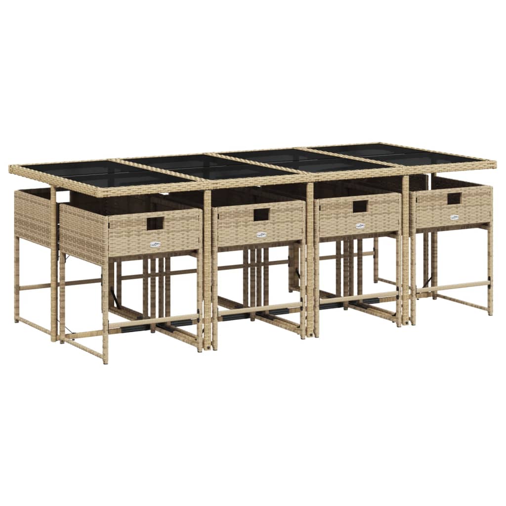 9-delige Tuinset met kussens poly rattan beige is nu te koop bij PeponiXL, paradijselijk wonen!