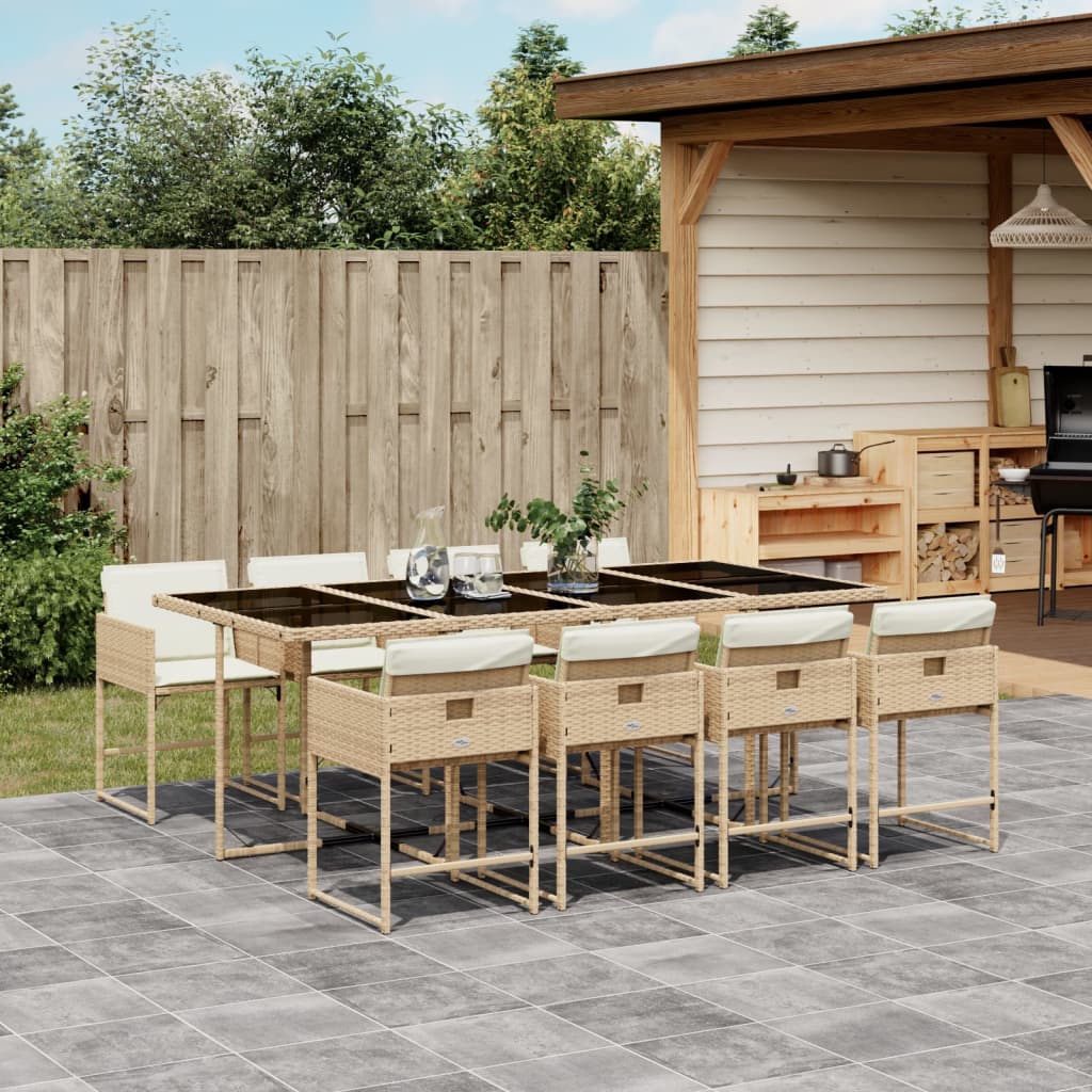 9-delige Tuinset met kussens poly rattan beige is nu te koop bij PeponiXL, paradijselijk wonen!
